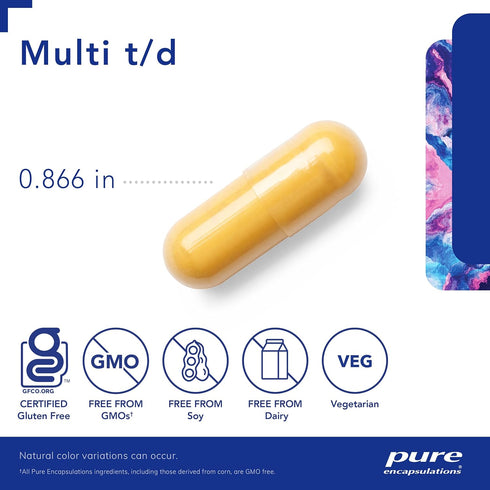 Pure Encapsulations Multi T/D - Multivitamin & Mineral Supplement for Daily Wellness, 60 Capsules