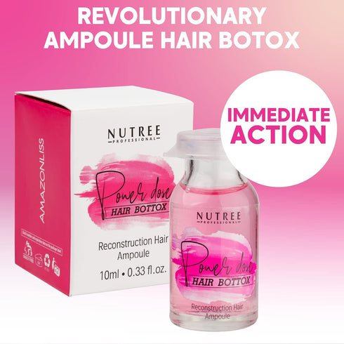 Nutree Professional Brasil Power Dose Hair Ampoule, 0.33 oz - Long-term Hydration, Eliminates Split Ends, Adds Volume