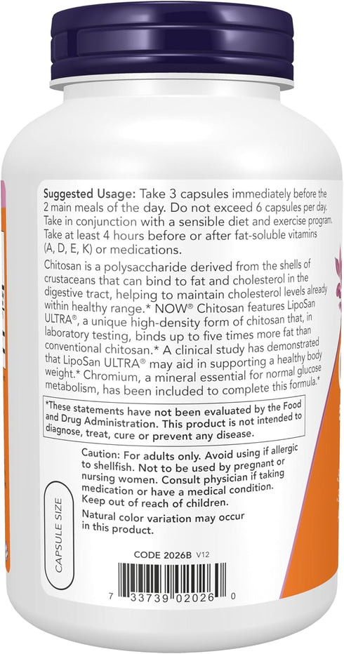 NOW Supplements Chitosan 500 mg plus Chromium - Weight Management Supplement, 240 Veg Capsules