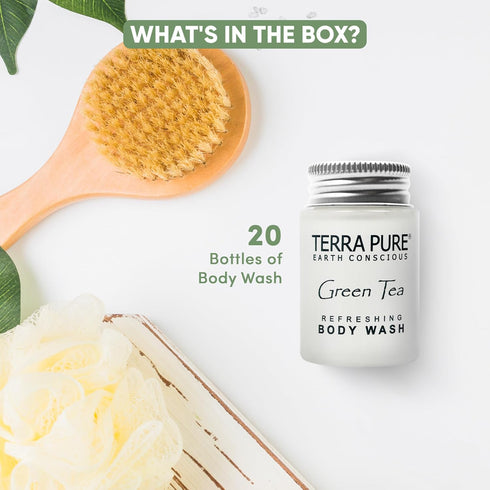 Terra Pure Green Tea Body Wash, 1 oz Jam Jar with Organic Honey and Aloe Vera (Case of 20)