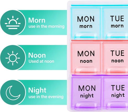 Teikou 3 7 Organizer2Pack Large Weekly Pill Organizer Times A Day,Travel Pill Cases Moisture-Proof Day Pill Contaner