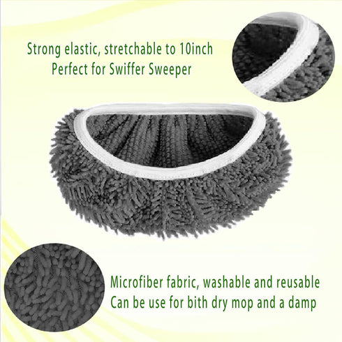 Reusable Microfiber Mop Pads Washable Wet Pads Compatible with Swiffer Sweeper Refills Pads for Wet & Dry Sweeping