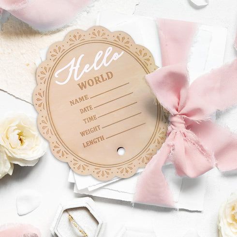 Whaline Baby Birth Announcement Sign Wooden Newborn Welcome Board Milestone Card for Birthday Baby Shower Photo Prop