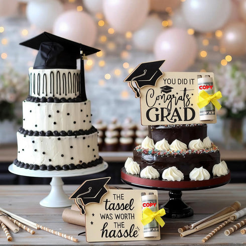 MotiMind 12 Set 2026 12 2026 Graduation Money Holder for Cash Graduation Gifts with Ribbons Wooden Grad Money Holder