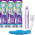 Folding Travel Toothbrush with Built-in Cover (6 Total, 3 Sets of 2), Soft Bristles, Tongue Cleaner for Travel,