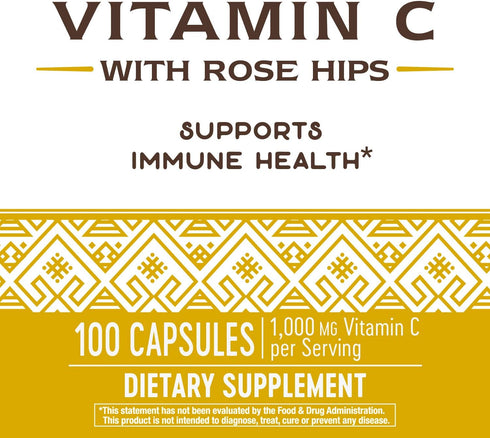 Nature's Way Vitamin C; 1000 mg per Serving; 100 Capsules with Rose Hips