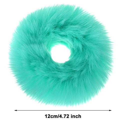 WILLBOND 30 Pieces Fuzzy Scrunchies Bulk - Pompom Ball Elastic Hair Ties for Women, 21 Colors