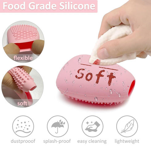 Silicone Travel Makeup Brush Holder with Cleaner Mat, Organizer Case for Foundation Eye Lip Brushes, 5-Pcs Large + 7