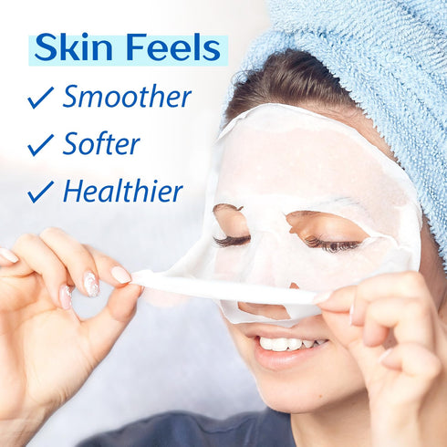 Ebanel 15 Pack Collagen Peptide Hydrating Face Masks - Anti Aging, Moisturizing Spa Face Masks