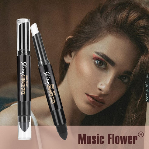 Highlighter Stick, Double Ended Makeup Pencil with Sponge Brush, Waterproof Silver Glitter, 1 Count