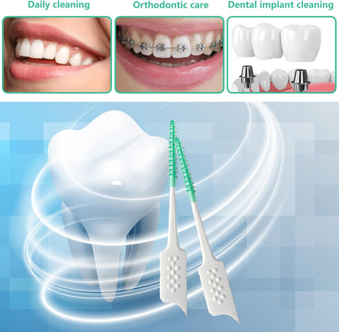 Green Soft Silicone Interdental Brush, Disposable Braces Brush, 160pcs Corrective Cleaning Tools for Teeth Health