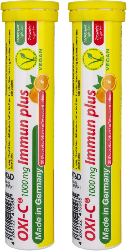 T&D Oxi C, 1000 mg Vitamin C | 40 Vegan Drink Effervescent Tablets, Orange Flavor Made in Germany