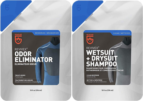 GEAR AID Wetsuit Cleaner and Conditioner for Neoprene | Removes Salt and Residue with Concentrated Shampoo, Odor Kit