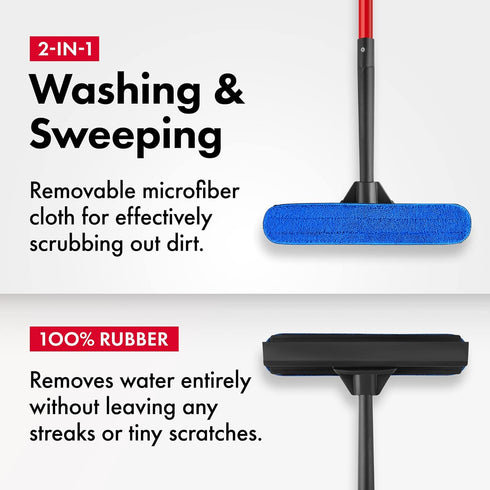 Tyroler Professional Window Squeegee for Home, 12"-80" Long Squeegee for Window Cleaning, 2-in-1 Window Cleaning Squeegee Kit, Indoor & Outdoor Window Cleaner Tool for High Windows & Glass by Tyroler Bright Tools