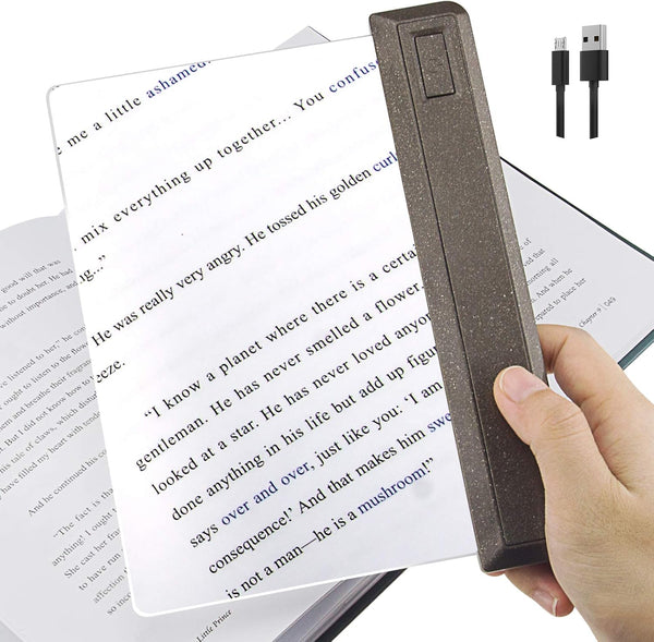 Full Page Magnifier - Ultra Bright 12 LEDs Handheld Magnifying Glass with Adjustable Brightness for Eye-Care and Reading
