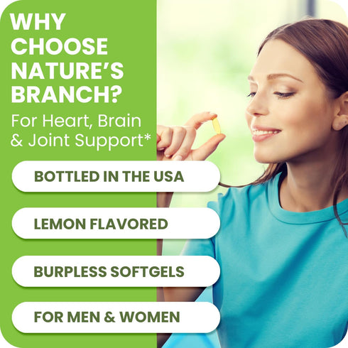 Best Triple Strength Omega 3 Fish Oil Pills - 180 Capsules, 2400mg High Potency Burpless Lemon Flavor for Heart Health