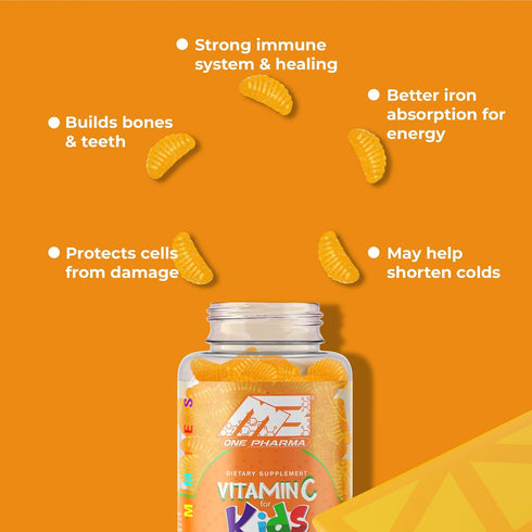Vitamin C Gummies for Kids, Chewable Dietary Supplement for Immune Support, Natural Orange Flavor, 30 Gummies