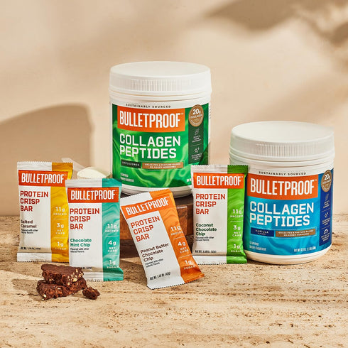 Bulletproof Fudge Brownie Collagen Protein Bars, Pack of 12, Keto-Friendly Snack with MCT Oil, No Added Sugar