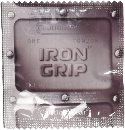 Iron Grip Caution Wear Lubricated Latex Condoms, 24 Count