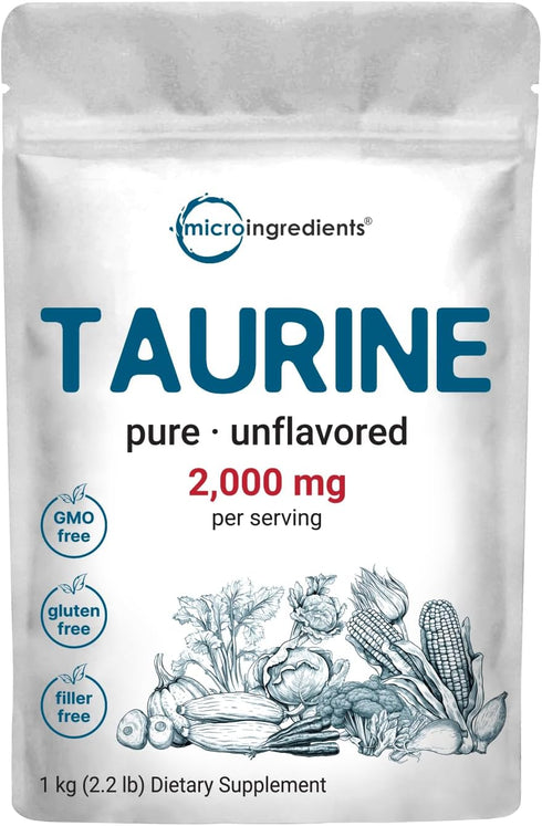 Micro Ingredients Taurine Powder Supplement | 1 KG, 2000mg Per Serving | 100% Pure, Unflavored