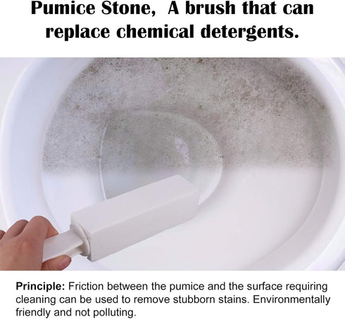 2 Pack Pumice Stone for Toilet Bowl Cleaning with Handle, Scouring Stick for Hard Water Rings and Rust (White)