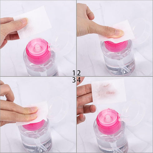 Pack of 3 Nail Polish Remover Pump Empty Dispenser Bottles for Alcohol, Nail Polish, Makeup Remover, 150ml (Hotpink Top
