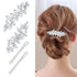 WHAVEL 4PCS Rhinestone Hair Barrettes for Women, Silver Sparkly Hair Clips, Fancy Formal Hair Accessories for Weddings