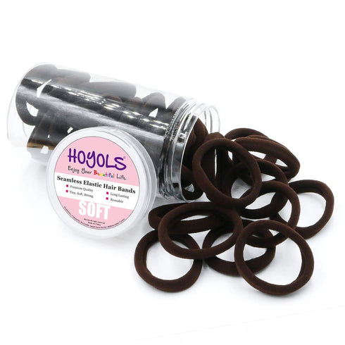 HOYOLS Soft Seamless Hair Ties, Dark Brown Stretch Elastic Ponytail Holders for Women, 100 Pcs (Espresso)