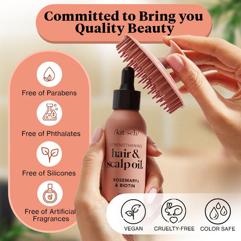 Kitsch Rosemary Oil for Hair Growth & Healthy Scalp, 60 mL Pre Wash Scalp & Hair Oil with Biotin