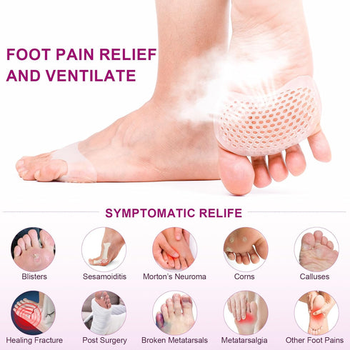 Metatarsal Pads for Women, 6 Pack Ball of Foot Cushions for Pain Relief, Soft Shoe Pads Forefoot Pad