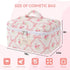 Large Travel Quilted Makeup Bag,Cute Bow Cotton cosmetic bag, Fashionable aesthetic makeup bag,Coquette Aesthetic Floral Travel Toiletry Bag for Women and Girls