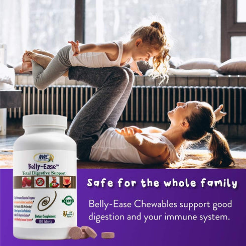Belly-Ease Healthy Digestive Enzymes Plus Prebiotics & Probiotics, 180 Count Chewable Tablets