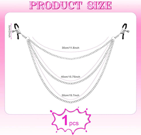 Yuanan Valentine's Day Body Chain, Clamps for Women Faux Body Jewelry, Adjustable Triple Chain Stainless Steel Decor