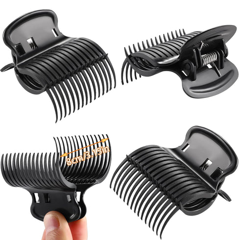 Hot Roller Clips Hair Curler - Replacement Claw Clips for Women Girls Hair Section Styling (12 Pieces, Black)