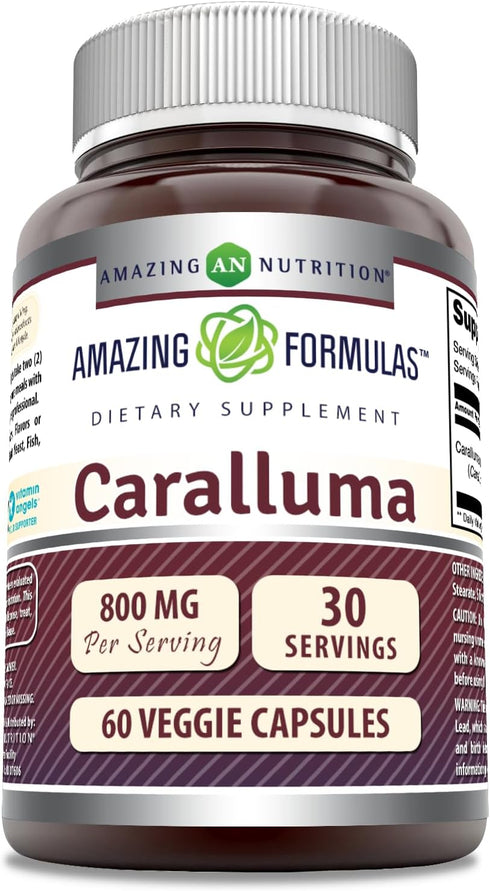 Amazing Formulas Caralluma Supplement, 800 mg per Serving, 60 Veggie Capsules, Non-GMO, Gluten-Free, Made in USA