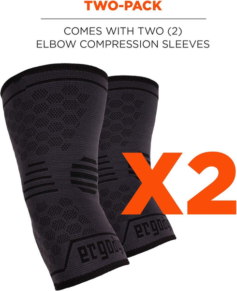 Ergodyne ProFlex 651 Elbow Compression Sleeve, Brace Support for Men and Women - Black Medium