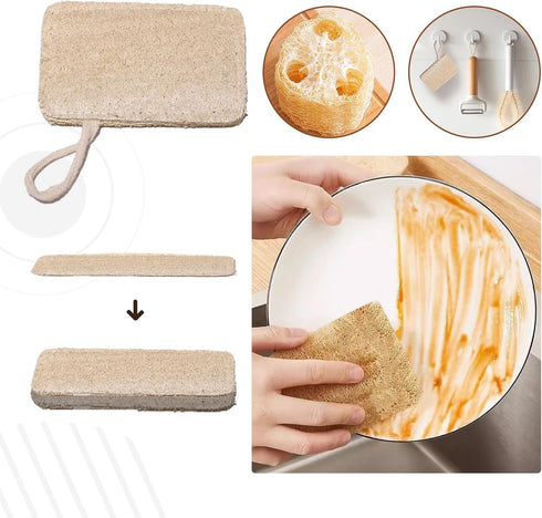 Voittozege 7 Set Piece Wooden Dish Brush Natural, Bamboo Brush Kitchen Dish Cleaning Brush Pot Brush & Bottle Cleaner