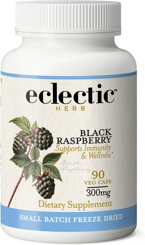 Eclectic Herb Black Raspberry Capsules, 90 CT (300 mg) | Vegan Superfood Supplement & Immune Support