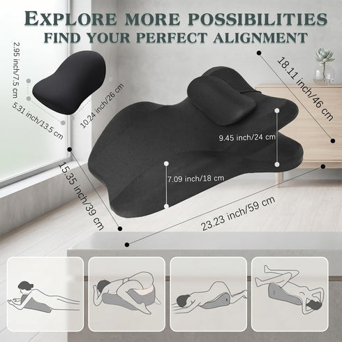 Meivoria 27 Angle Ergonomic Intimacy Pillow for Couples, Supportive Memory Foam Wedge Cushion with Machine Washable