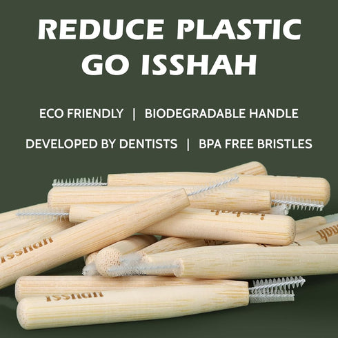 Bamboo Interdental Brushes, Between Teeth Cleaner Deep Clean Brush, 40 Count, Size 6 for Large Gaps