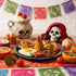 ZULYSTO 100 Pack (507" 509")-Disposable Set Day of the Dead Party Supplies Paper Plates + Plates for Halloween Party