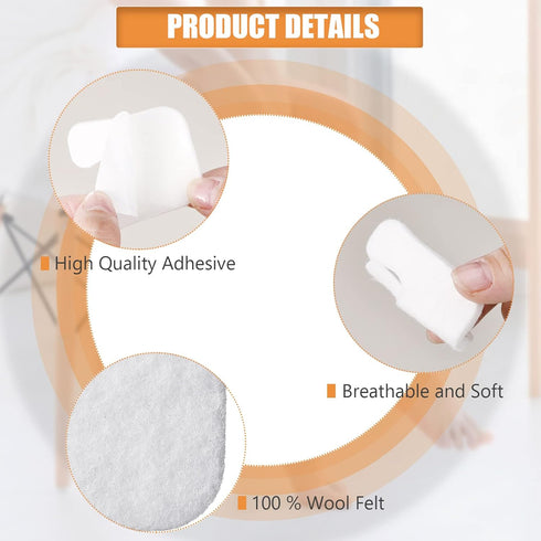 80 Pcs U Shaped Callus Cushions, Self-Adhesive Felt Pads for Foot Care and Pain Relief