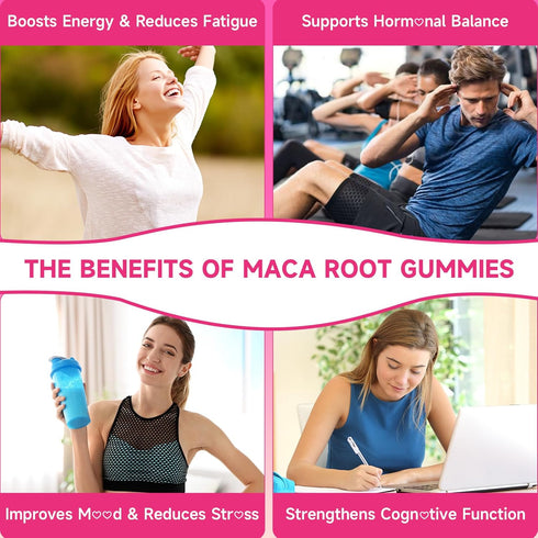Gummies 60 Count Maca Root for Women & Men, Organic Maca Root Supplement with Ashwagandha for Energy & Strength