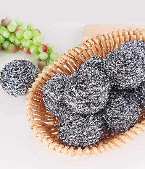 Steel Wool Scrubber, 24 Pads for Cleaning Dish Pots Pans Grills, Stainless Steel Scrubber for Kitchen Sinks Cleaning