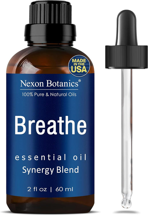 Breathe Essential Oil Blend 60 ml, Sinus Relief with Menthol Oils for Humidifiers, Diffusers, Aromatherapy