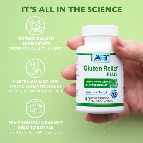 Gluten Relief Plus – 90 Vegetarian Capsules - Gluten Digestion Support – Premium Natural Digestive Enzyme Formula -