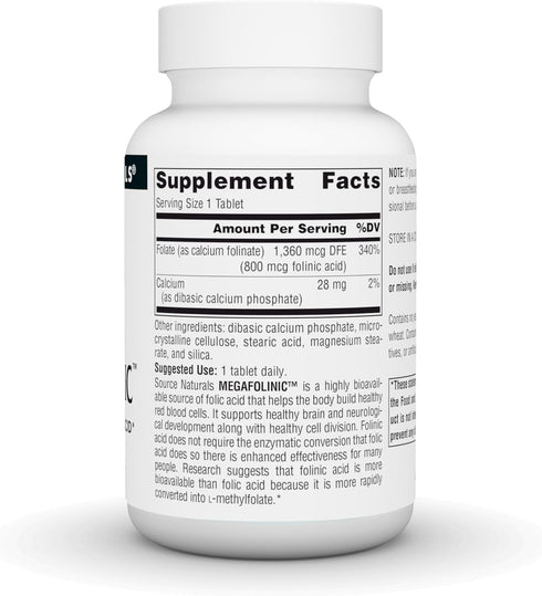 Source Naturals MegaFolinic, Bioactive Form of Folic Acid*, 800 mcg - 240 Tablets