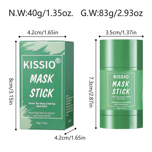 KISSIO Green Tea Mask Stick, Blackhead Remover Face Mask with Volcanic Mud for All Skin Types