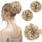 SARLA 2PCS Messy Hair Bun Hair Pieces, Wavy Curly Synthetic Updo Fake Scrunchies Ponytail Extension, Dirty Blonde