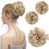 SARLA 2PCS Messy Hair Bun Hair Pieces, Wavy Curly Synthetic Updo Fake Scrunchies Ponytail Extension, Dirty Blonde